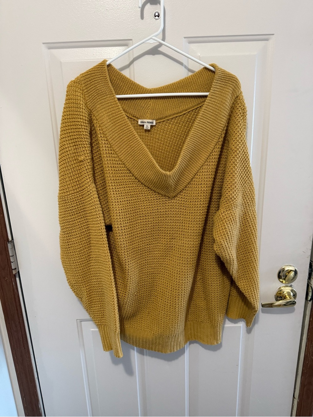 Zenana Outfitters Mustard Gold V-Neck Knit Sweater